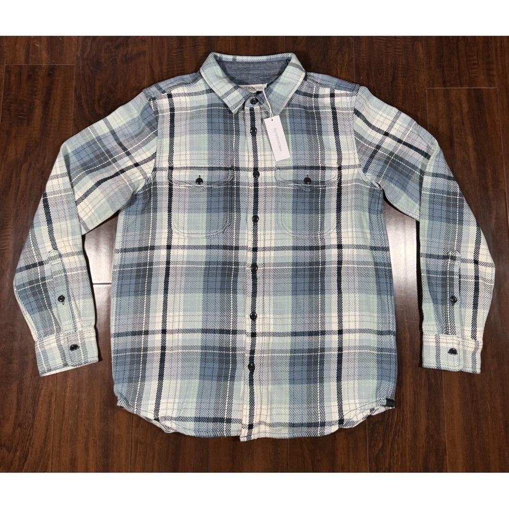 OUTERKNOWN Blanket Shirt Plaid Shacket Blue White Men's Sz S *NEW* 1310205 $168
